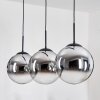 Gastor hanging light, globe light, pendant light chrome, clear, Smoke-coloured, 3-light sources