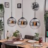 Gastor hanging light, globe light, pendant light chrome, clear, Smoke-coloured, 3-light sources
