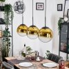 Gastor hanging light, globe light, pendant light gold, clear, 3-light sources