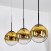 Gastor hanging light, globe light, pendant light gold, clear, 3-light sources