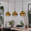 Gastor hanging light, globe light, pendant light gold, clear, 3-light sources