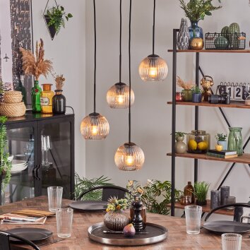 Koyoto hanging light, globe light, pendant light Amber, clear, 4-light sources
