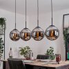 Gastor hanging light, globe light, pendant light chrome, Smoke-coloured, 4-light sources