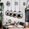 Gastor hanging light, globe light, pendant light chrome, Smoke-coloured, 4-light sources