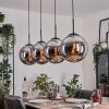 Gastor hanging light, globe light, pendant light chrome, Smoke-coloured, 4-light sources