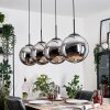 Gastor hanging light, globe light, pendant light chrome, Smoke-coloured, 4-light sources