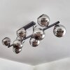 Gastor ceiling light, globe light chrome, Smoke-coloured, 10-light sources