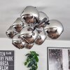 Gastor ceiling light, globe light chrome, Smoke-coloured, 10-light sources