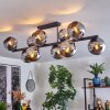 Gastor ceiling light, globe light chrome, Smoke-coloured, 10-light sources