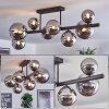 Chehalis ceiling light, globe light chrome, Smoke-coloured, 8-light sources