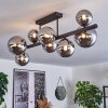 Chehalis ceiling light, globe light chrome, Smoke-coloured, 8-light sources