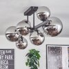 Chehalis ceiling light, globe light chrome, Smoke-coloured, 8-light sources