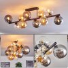Gastor ceiling light, globe light Amber, clear, Smoke-coloured, 10-light sources