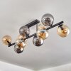 Gastor ceiling light, globe light Amber, Smoke-coloured, 10-light sources