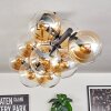 Gastor ceiling light, globe light Amber, clear, 10-light sources