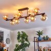 Gastor ceiling light, globe light Amber, clear, 10-light sources