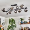 Gastor ceiling light, globe light chrome, clear, Smoke-coloured, 10-light sources