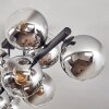 Gastor ceiling light, globe light chrome, clear, Smoke-coloured, 10-light sources