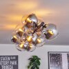 Gastor ceiling light, globe light chrome, clear, Smoke-coloured, 10-light sources