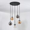 Gastor hanging light, globe light, pendant light Amber, clear, Smoke-coloured, 5-light sources