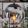 Gastor hanging light, globe light, pendant light chrome, clear, Smoke-coloured, 5-light sources