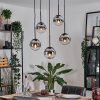 Gastor hanging light, globe light, pendant light chrome, clear, Smoke-coloured, 5-light sources