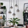 Gastor hanging light, globe light, pendant light chrome, clear, Smoke-coloured, 5-light sources