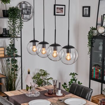 Gastor hanging light, globe light, pendant light clear, 4-light sources