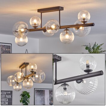Chehalis ceiling light, globe light clear, 8-light sources