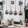 Gastor hanging light, globe light, pendant light chrome, Smoke-coloured, 4-light sources