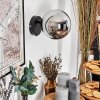 Koyoto globe light, wall light, wall spotlight chrome, Smoke-coloured, 1-light source