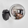 Koyoto globe light, wall light, wall spotlight chrome, Smoke-coloured, 1-light source