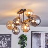 Chehalis ceiling light, globe light Amber, Smoke-coloured, 8-light sources