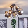 Chehalis ceiling light, globe light chrome, clear, Smoke-coloured, 8-light sources