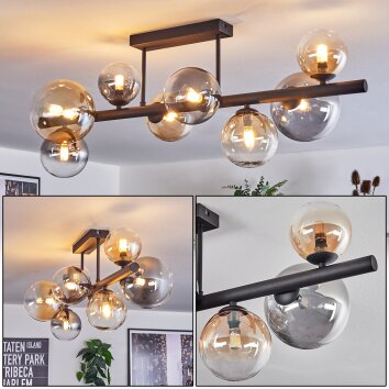 Chehalis ceiling light, globe light Amber, clear, Smoke-coloured, 8-light sources