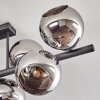 Gastor ceiling light, globe light chrome, Smoke-coloured, 8-light sources