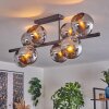 Gastor ceiling light, globe light chrome, Smoke-coloured, 8-light sources