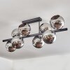Gastor ceiling light, globe light chrome, Smoke-coloured, 8-light sources