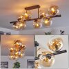 Gastor ceiling light, globe light Amber, clear, 8-light sources