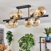 Gastor ceiling light, globe light Amber, clear, 8-light sources