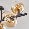 Gastor ceiling light, globe light Amber, clear, 8-light sources