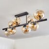 Gastor ceiling light, globe light Amber, clear, 8-light sources