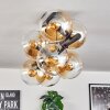 Gastor ceiling light, globe light Amber, clear, 8-light sources