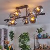 Gastor ceiling light, globe light chrome, clear, Smoke-coloured, 8-light sources