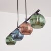 Koyoto hanging light, globe light, pendant light blue, green, coppery, 4-light sources