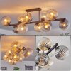 Koyoto ceiling light, globe light Amber, clear, Smoke-coloured, 10-light sources