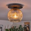 Ripoll ceiling light, globe light Amber, clear, 1-light source