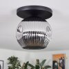 Ripoll ceiling light, globe light chrome, Smoke-coloured, 1-light source