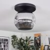 Ripoll ceiling light, globe light chrome, Smoke-coloured, 1-light source