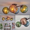 Koyoto ceiling light, globe light blue, green, coppery, 4-light sources